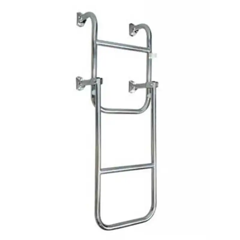 Katlanabilir Paslanmaz Krom Merdiven Genişlik: 24.5cm - 2+1 Basamak / 65cm
