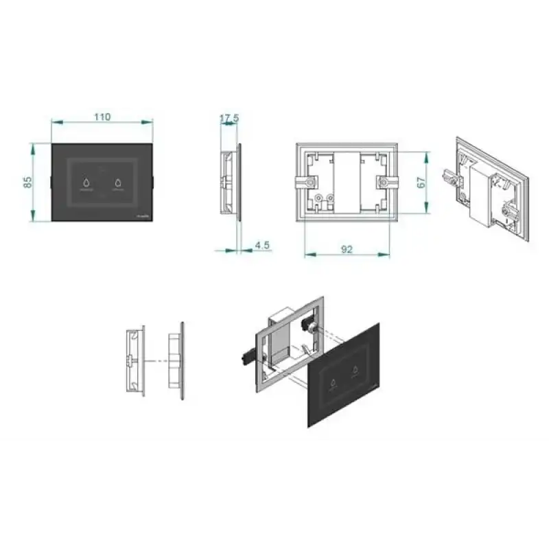 Planus Beyaz Full Glass Touch Panel 2 Butonlu