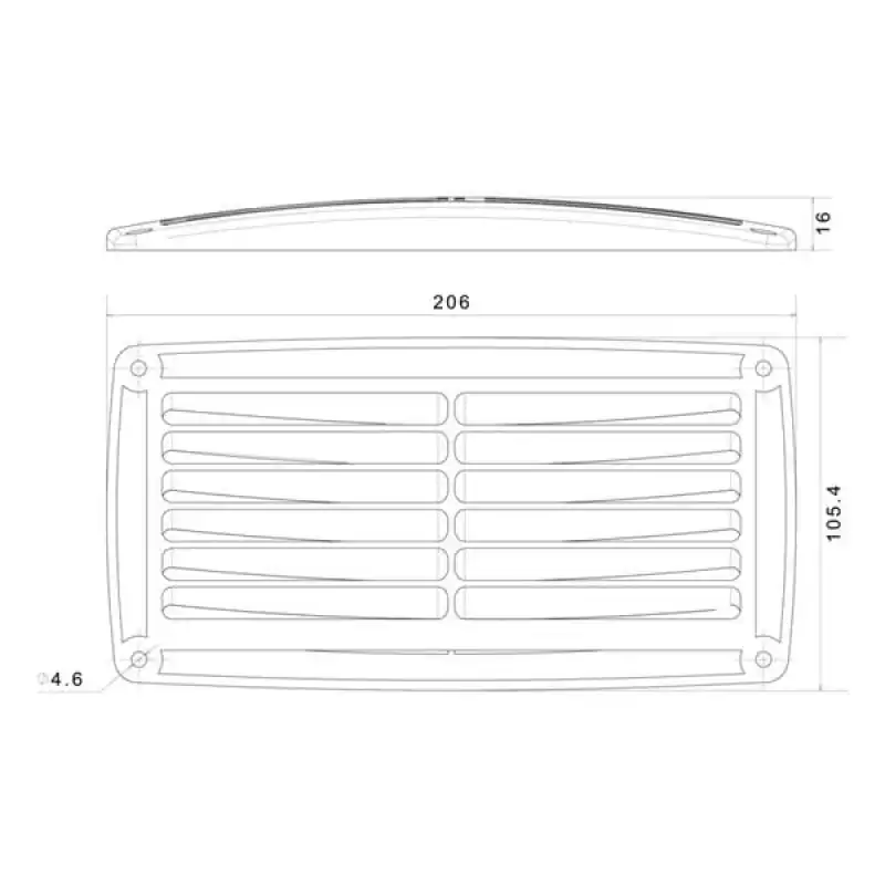 Plastik havalandırma beyaz plastik 206mmx106mm