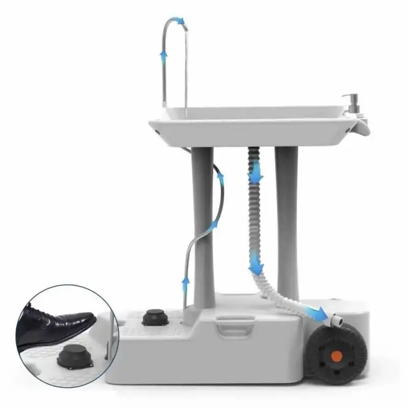 Porvaletti Tekerlekli Portatif Lavabo, 30L Temiz Su Tanklı