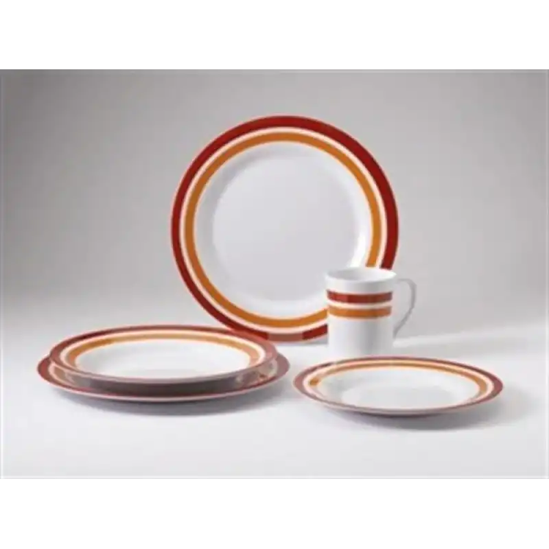 Promo-Line Red rings, 16 parça melamin yemek takımı