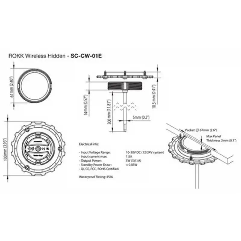 Rokk Wireless SC-CW-01E  Hidden Şarj Ünitesi