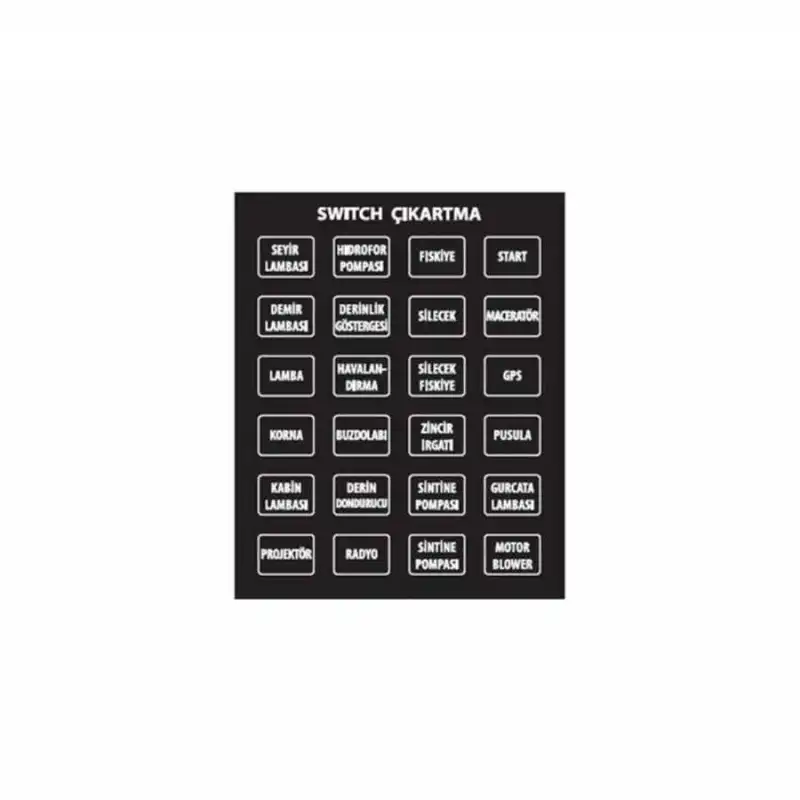 Switch Panelleri için Çıkartma Setleri - Dikdörtgen / İngilizce