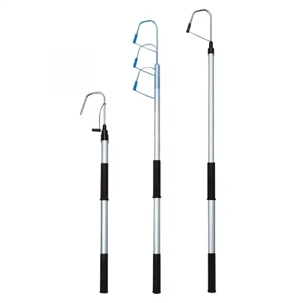 Teleskopik Alüminyum Balık Kancası . Çap Ø 30mm, L.800-1205mm & İnox Kanca Ø 8mm X W.100mm