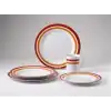 Promo-Line Red rings, 16 parça melamin yemek takımı