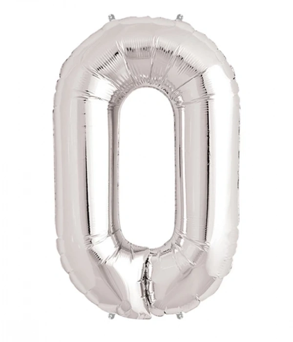 0 Rakam Folyo Balon Gümüş  40 İnç