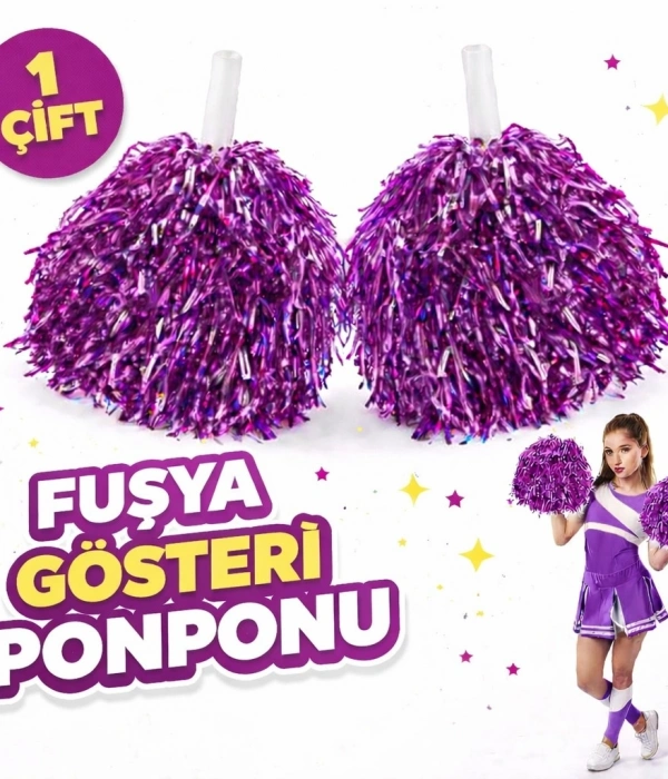 1 Çift ( 2 Adet ) Fuşya Renk 23 Nisan 19 Mayıs 29 Ekim Okul Gösteri Ponponları