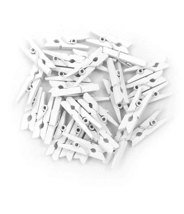 100lü Beyaz Ahşap Mandal 2.5cm (10lu Paket-1000 Adet)