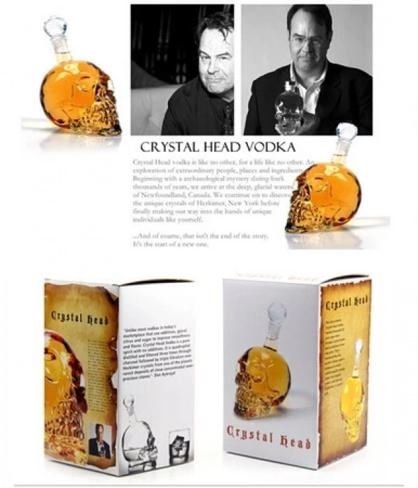 1000 Ml Crystal Head Kuru Kafa İçecek Şişesi