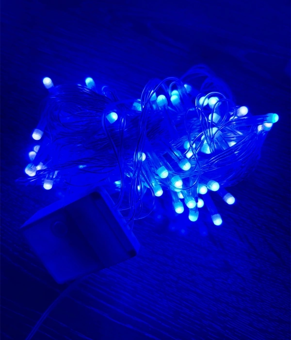 10m 100 Led Damla Uçlu Mavi Işık Şeffaf Kablo Mz-17-6