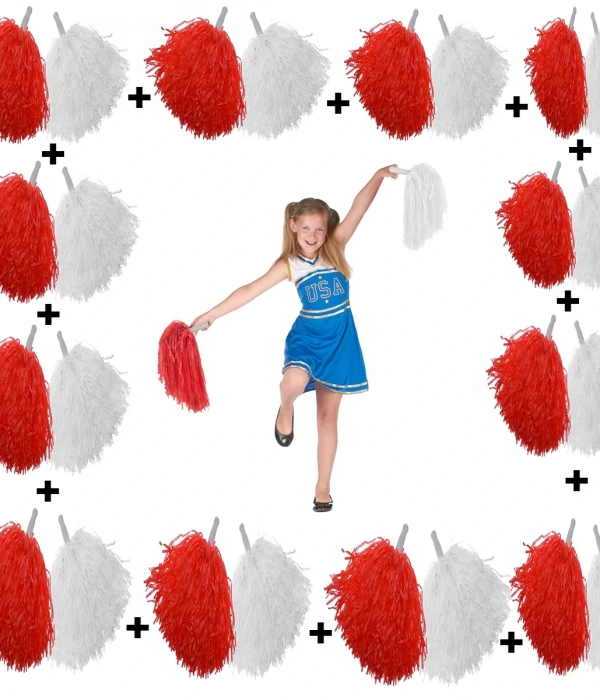 12 Çift ( 24 Adet ) Kırmızı-beyaz Renk 23 Nisan 19 Mayıs 29 Ekim Okul Gösteri Ponponları