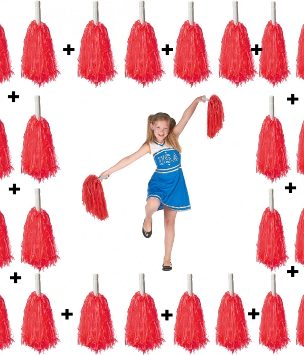 12 Çift ( 24 Adet ) Kırmızı Renk 23 Nisan 19 Mayıs 29 Ekim Okul Gösteri Ponponları