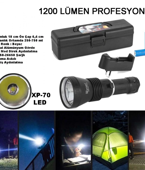 1200 Lümen Profesyonel Şarjlı El Feneri  Wt-655