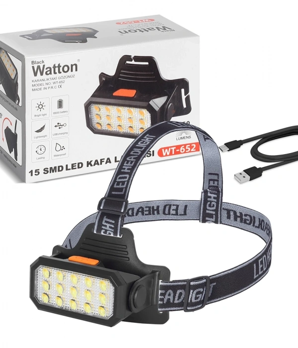 15 Ledli Sarı / Beyaz Şarjlı Kafa Lambası  Wt-652