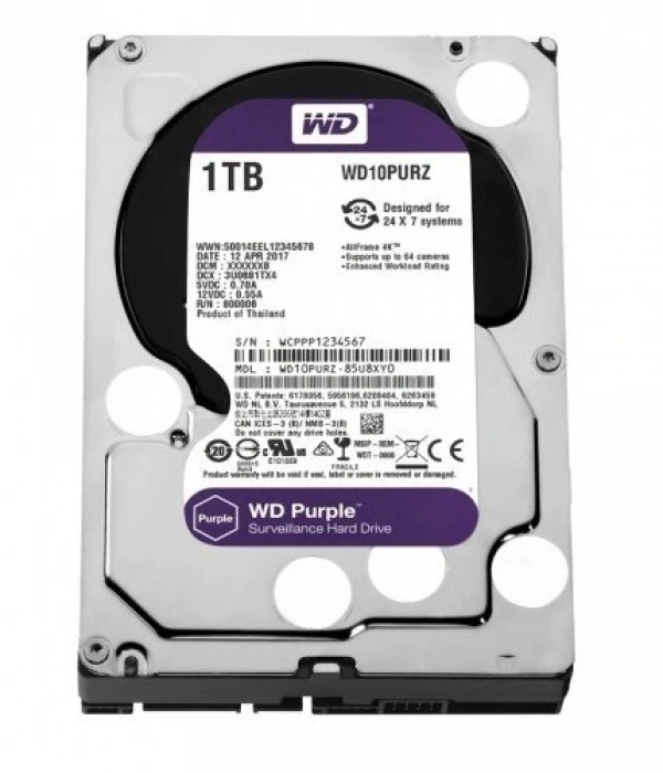1TB WD Purple SATA 6Gb/s 64MB DV 7x24 WD10PURZ
