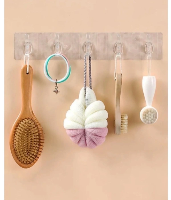 2 Adet Kendinden Yapışkanlı Güçlü Şeffaf 5li Askılık - Kapı Arkası Mutfak Duvar Banyo