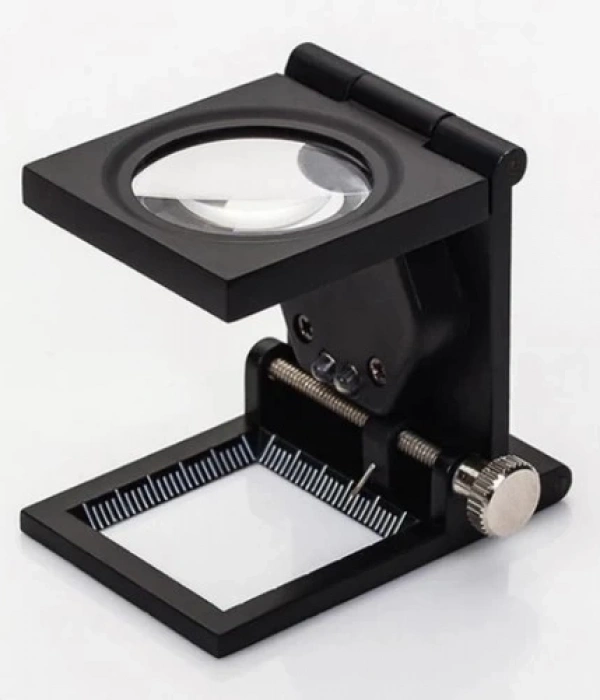 28x28 Mm Katlanır Sayaçlı Metal Lüp, 2 Led Işıklı Büyüteç Tekstil Th9005a