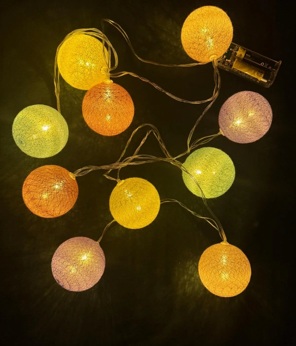 2m 10lu Işıklı Renkli Top Dekoratif Süs Pilli Mz-312