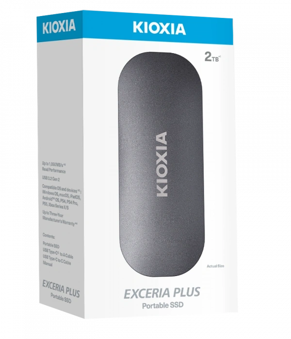 2TB KIOXIA EXCERIA PLUS G2 USB 3.2 1050/1000 MB/s LXD10S002TG8