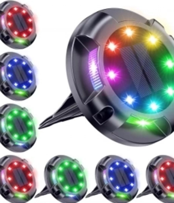 4lü Solar Panelli Kazıklı Zemin Solar Ledi 8+4 Led Rgb