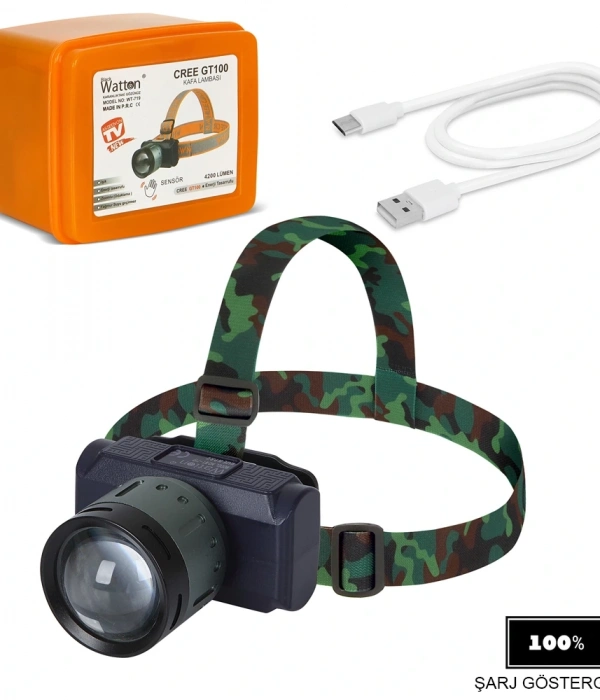 4200 Lümen Şarjlı Sensörlü Göstergeli Kafa Lambası Wt-719