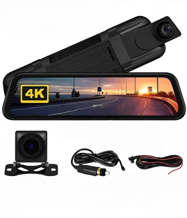 4k Ips Ekran Tam Dokunmatik 9.66” Dikiz Ayna Araç Içi Kamera (4k Ön 1080p Arka) | Carplay