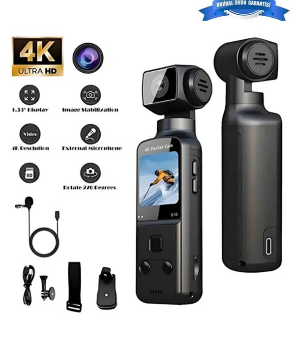 4k Ultra Hd 270° Döndürülebilir Su Geçirmez Wifi Vlog Spor Ve Aksiyon Kamerası