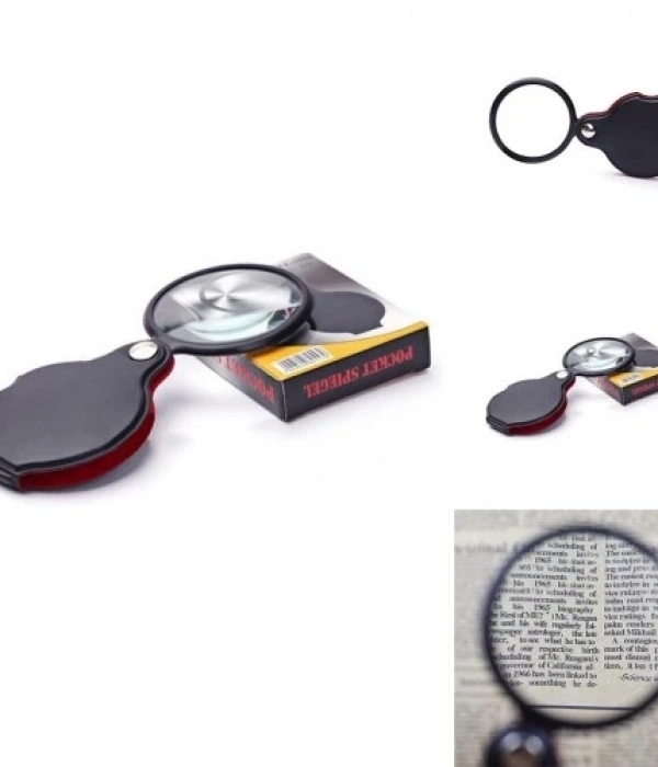 5x 60mm Cam Optik Lens,katlabilir,deri Kaplamalı Cep Büyüteçxx1051