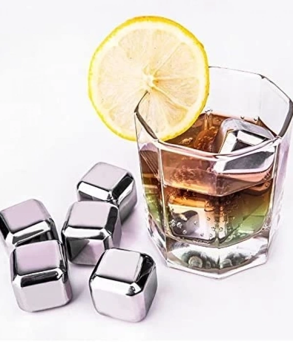 6lı Çelik Metal Kaplama Viski Taşı Soğutma Buz Küpü
