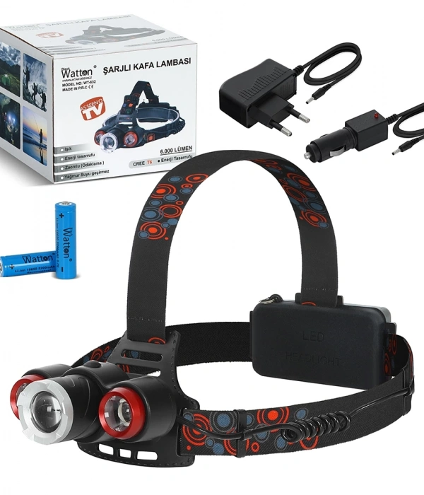 6000 Lümen Şarjlı Kafa Lambası  Wt-632