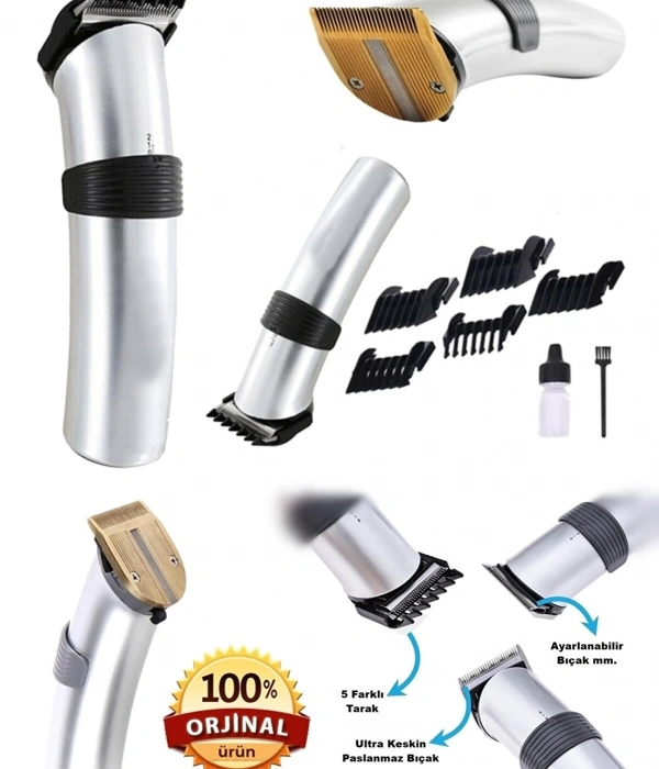 609 Profesyonel Şarjlı Saç Sakal Kesme Tıraş Makinesi Erkek Tıraş Makine Seti