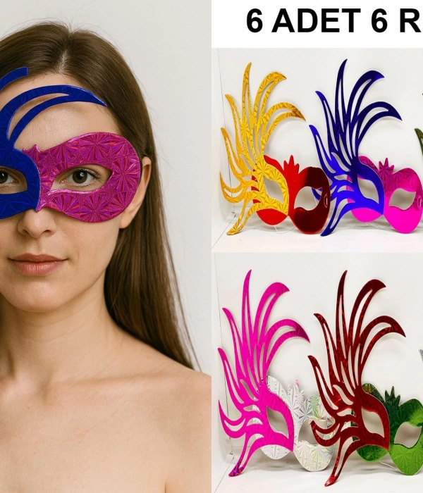 639lı Renkli Balo Maskesi Seti | Karton  Lastikli (yetişkin-çocuk Uyumlu)