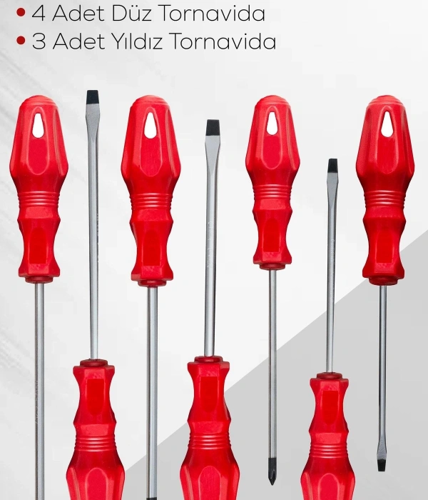 7li Tornavida Seti (4  Düz Tornavida 3  Yıldız Tornavida)