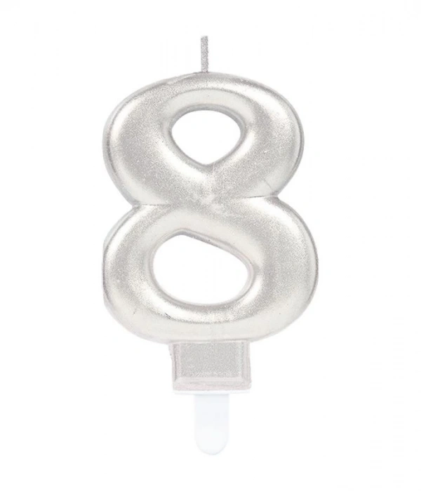8 Rakam Mum Gümüş Renk
