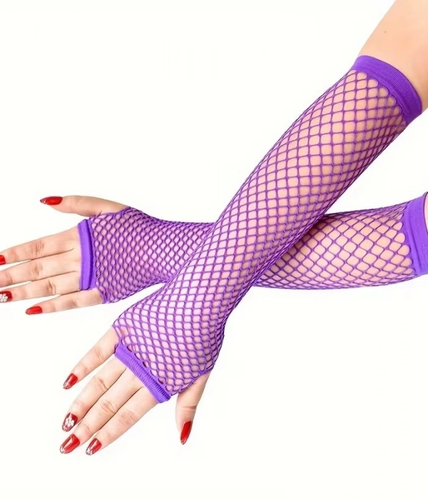 80’ler 90’lar Retro Mor File Parmaksız Eldiven 26 Cm