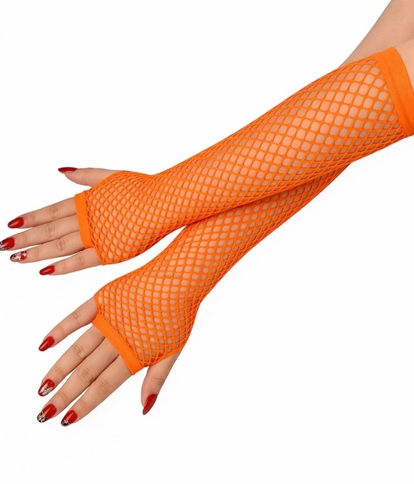 80’ler 90’lar Retro Turuncu File Parmaksız Eldiven 26 Cm