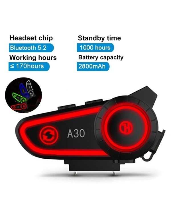 A30 Motosiklet Kask Kulaklık Intercom Işıklı Motorsiklet Interkom