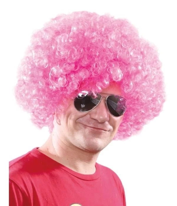 Açık Pembe Renk Kıvırcık Afro Bonus Peruk