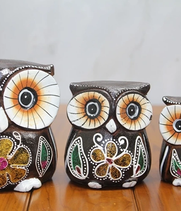 Ahşap 3lü Baykuş Seti Polos:1