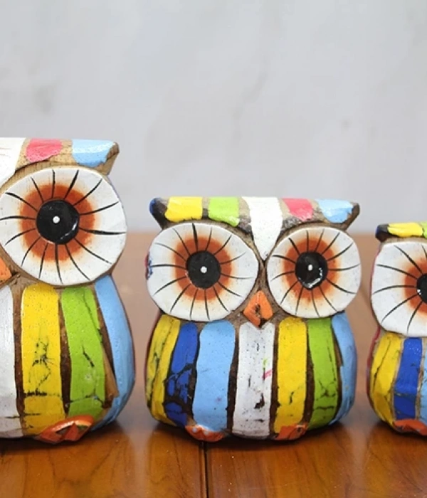 Ahşap 3lü Baykuş Seti Polos:4