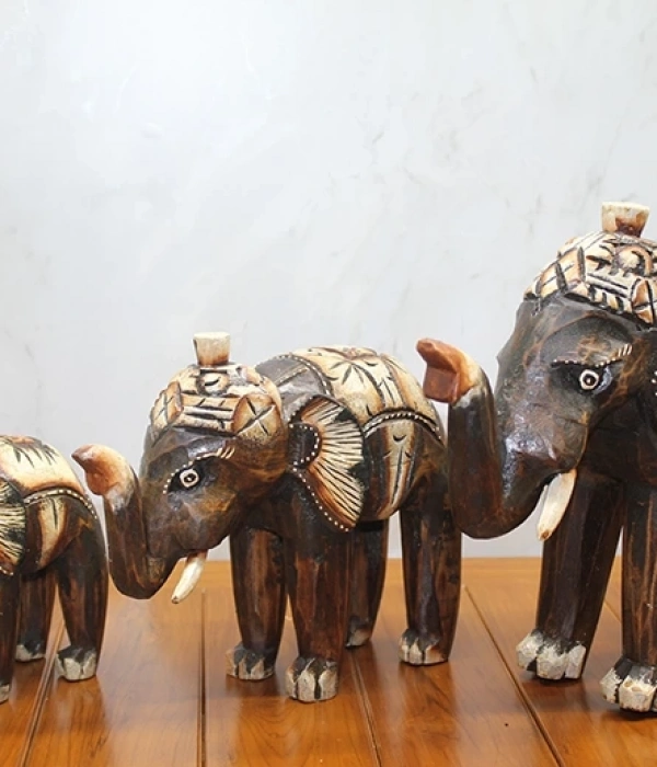 Ahşap 3lü Fil Seti Okas:12