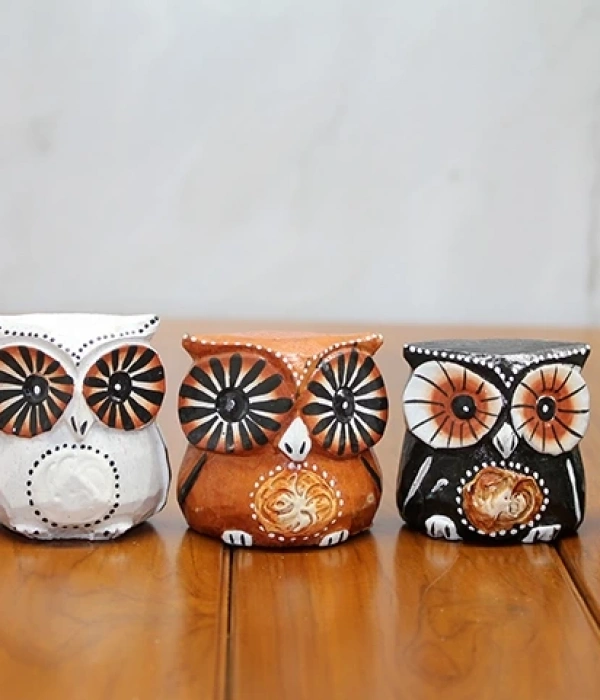 Ahşap 5li Baykuş Seti Polos:8