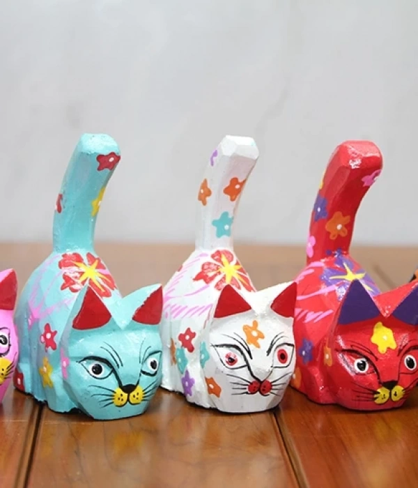 Ahşap 5li Kedi Seti Polos:11