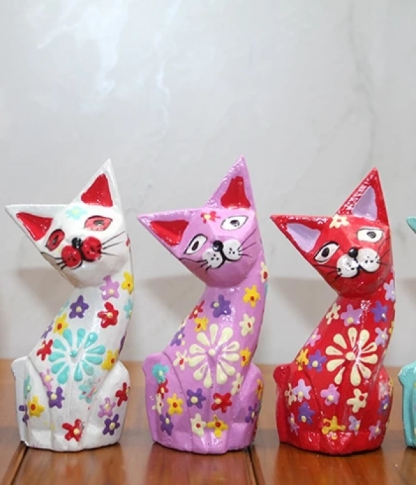 Ahşap 5li Kedi Seti Polos:7