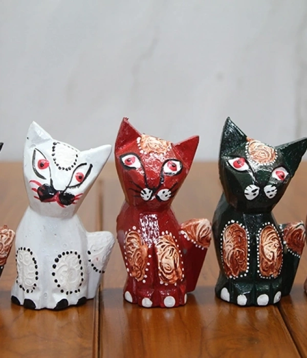 Ahşap 5li Kedi Seti Polos:9