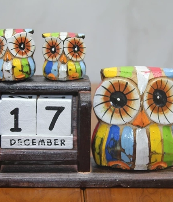 Ahşap Baykuş Takvim Polos-18