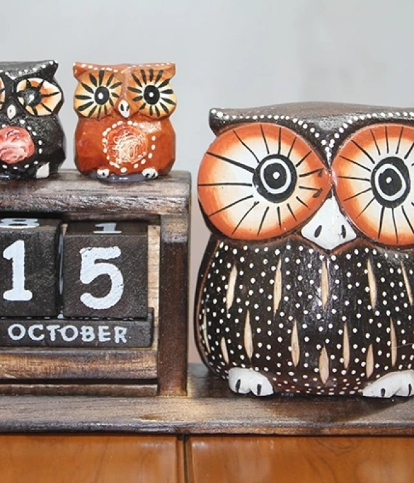 Ahşap Baykuş Takvim Polos-19