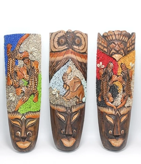 Ahşap Duvara Asmalı Kumlu Mask 30 Cm 3galıleo-8