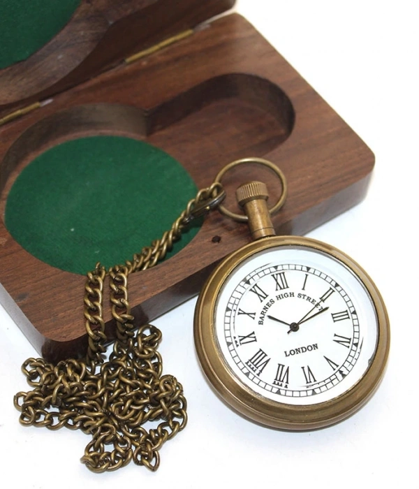 Ahşap Kutulu Pirinç Köstekli Saat Ksk2055