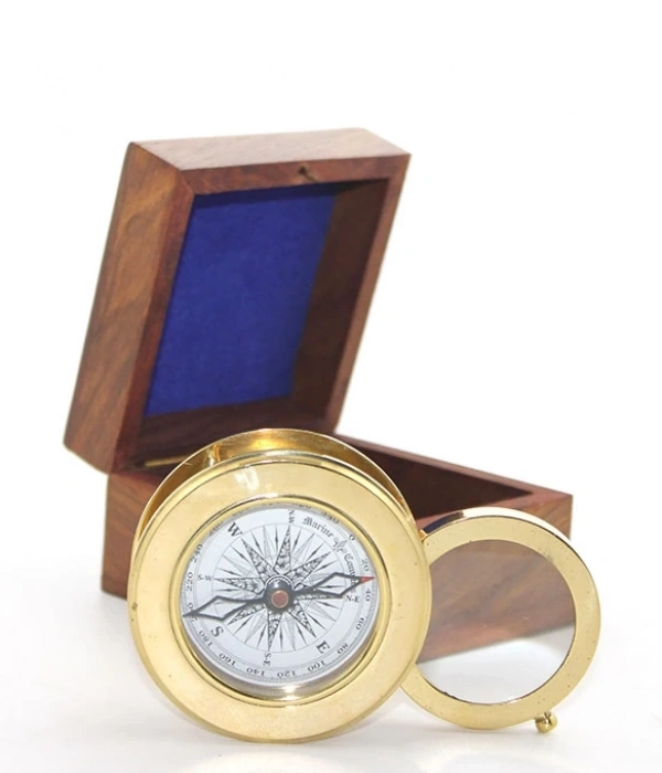 Ahşap Kutulu Pirinç Mercekli Pusula 16040